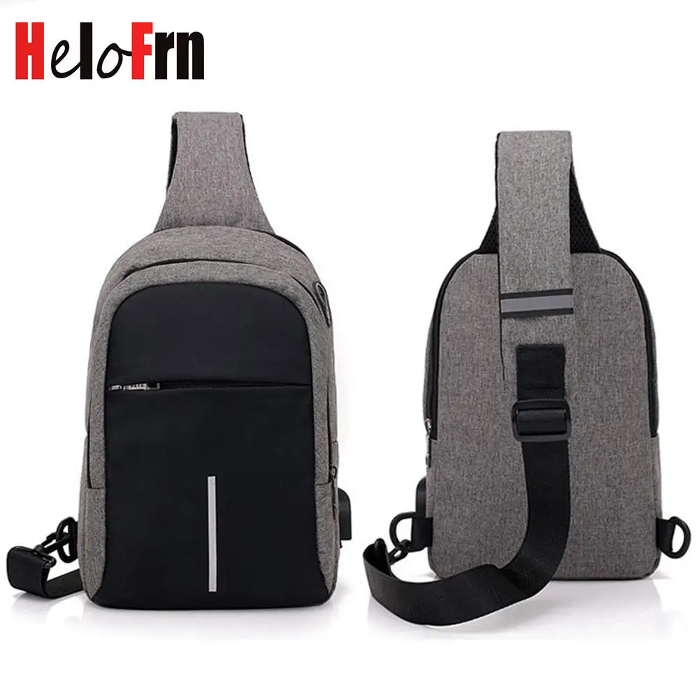 HeloFrn мужские сумки на плече груди поясные для наушников с USB зарядкой мужская