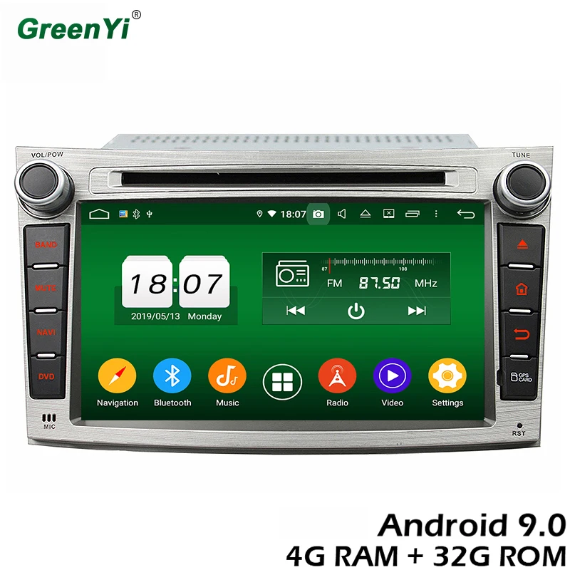 GreenYi 4G ram Android 9 0 автомобильный DVD для Subaru Legacy Outback 2009 2012 Octa Core 32G rom радио gps