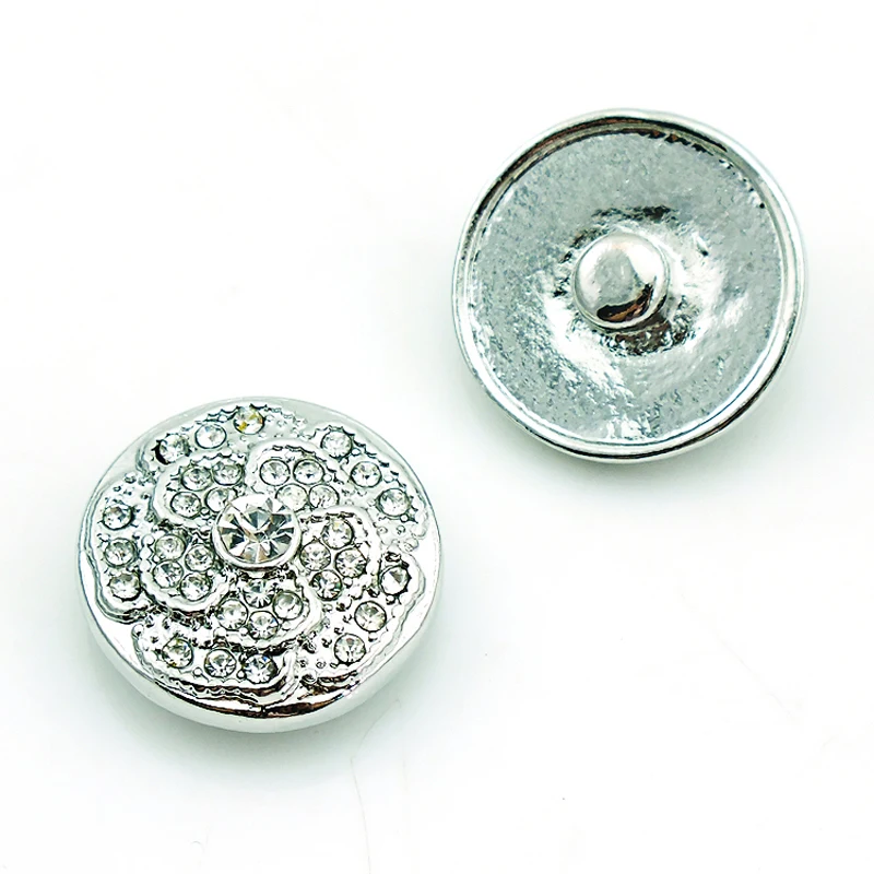 JINGLANG Fashion Full Rhinestone Flower 18mm Ginger Snap Button Metal Clasp DIY Interchangeable Jewelry Accessories | Украшения и