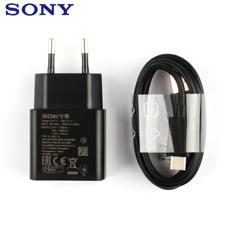 EU-Adapter-Cable Оригинальное настенное зарядное устройство для быстрой зарядки sony UCH12 для sony Xperia XZ3 XZs XA2 Ultra H4233 type-C кабель адаптер для быстрой зарядки - Тип штекера: EU-Adapter-Cable