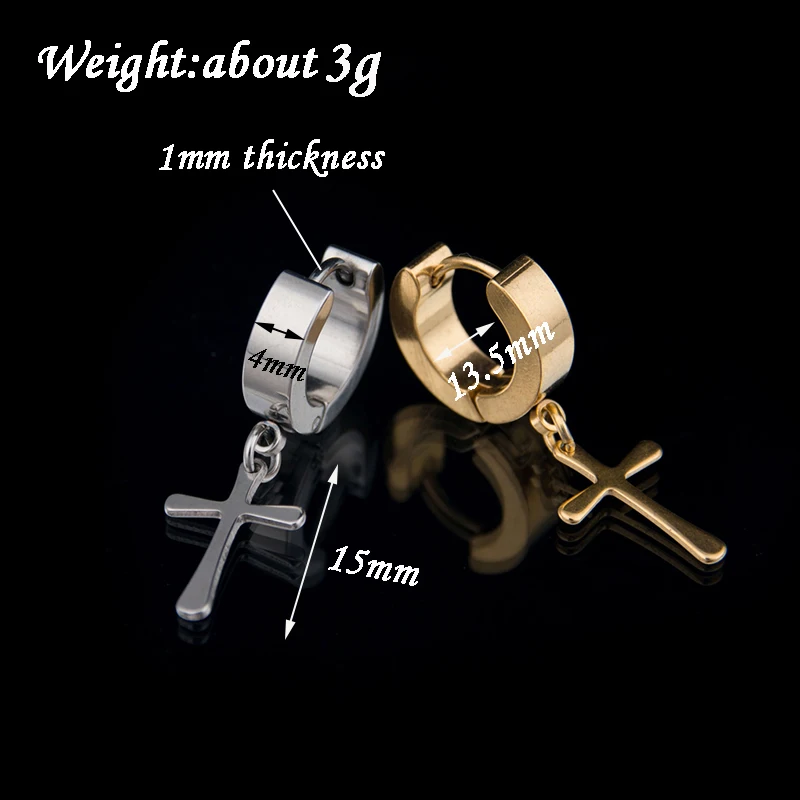 Atoztide 1pcs Stainless Steel Piercing Cross Stud Earrings For Women Men Personality Black Tassel Barbell Party | Украшения и