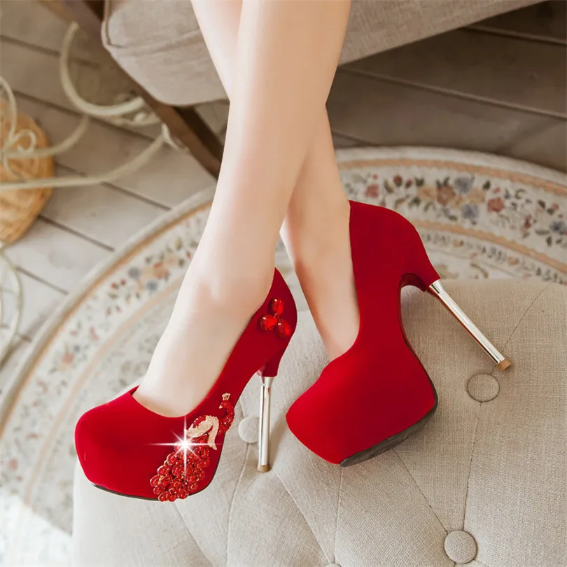 Enmayla новинка 3 цвета красный свадебный ну вечеринку обуви горный хрусталь высокие