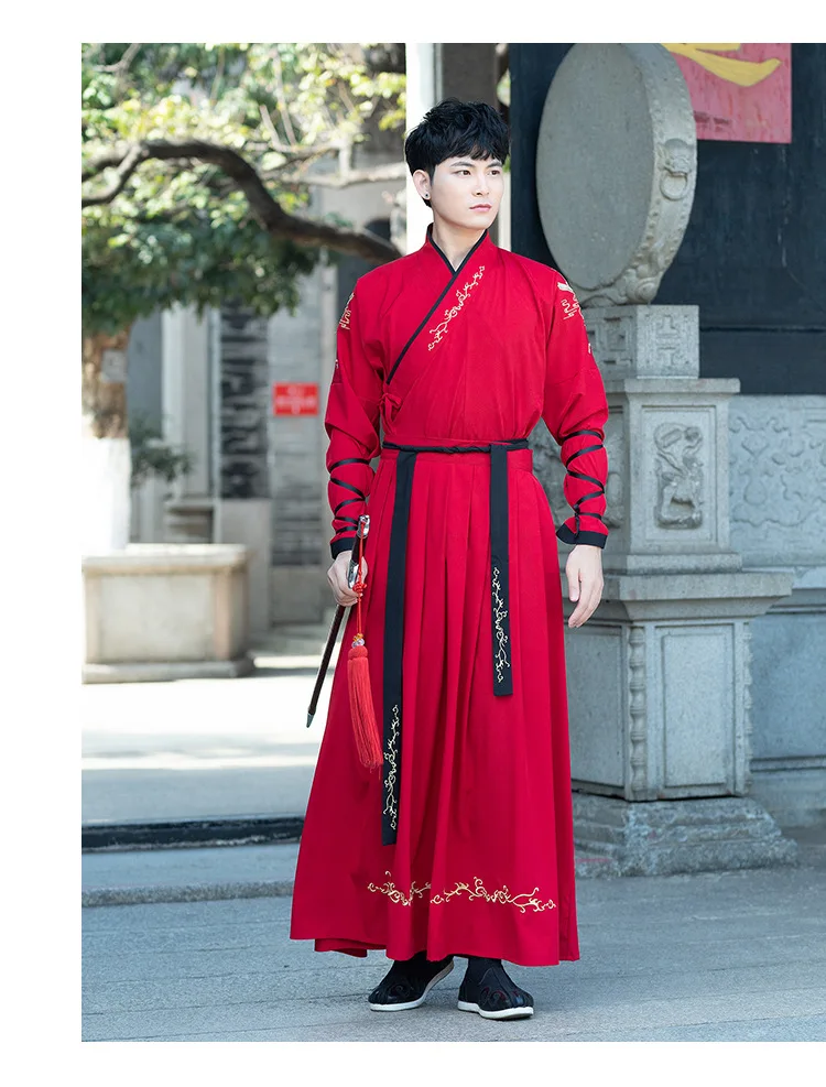 Мужской костюм Hanfu Женский сценический костюм Han Ele Мужская t одежда для выступлений мужской Традиционный китайский стиль Национальный комплект одежды DN3509