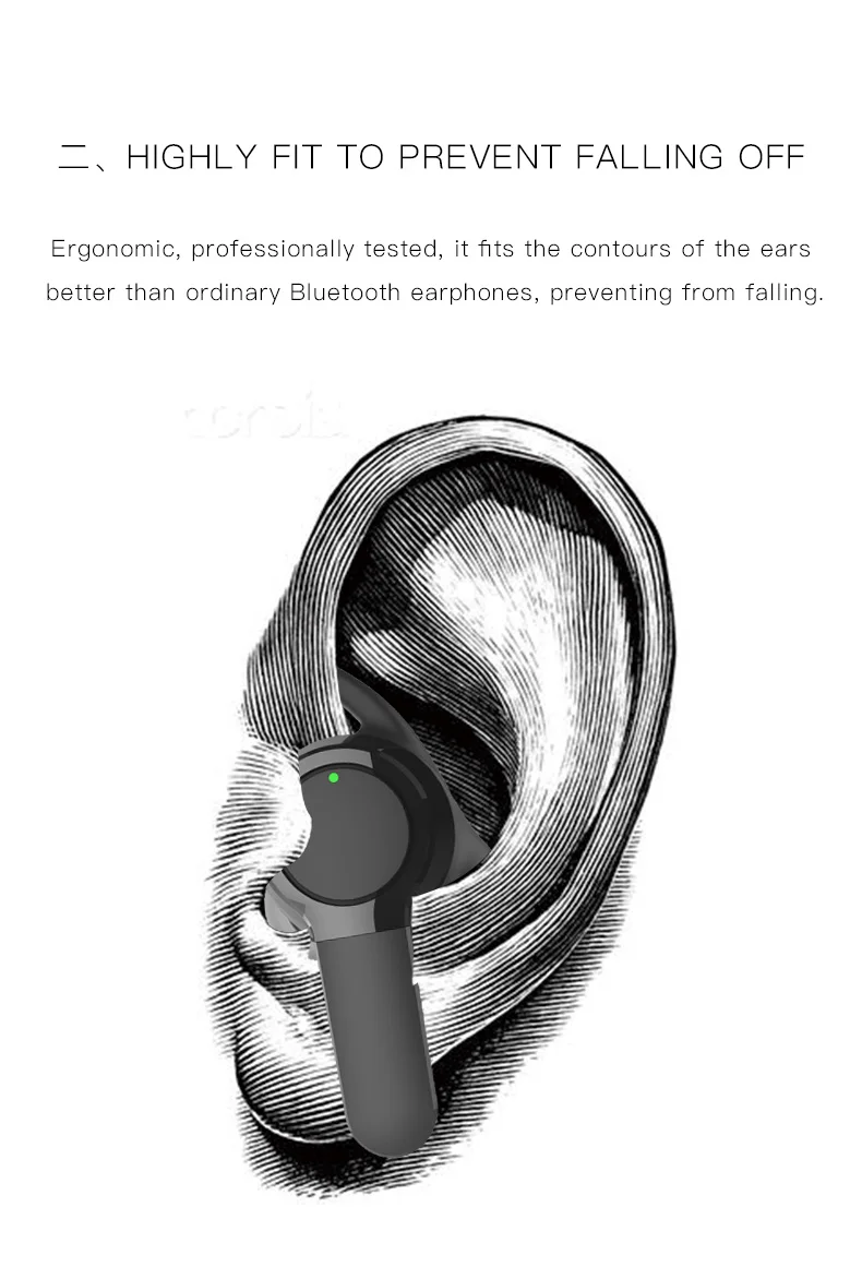 TWS беспроводные Bluetooth наушники V5.0 с сенсорным управлением спортивные беговые 3D