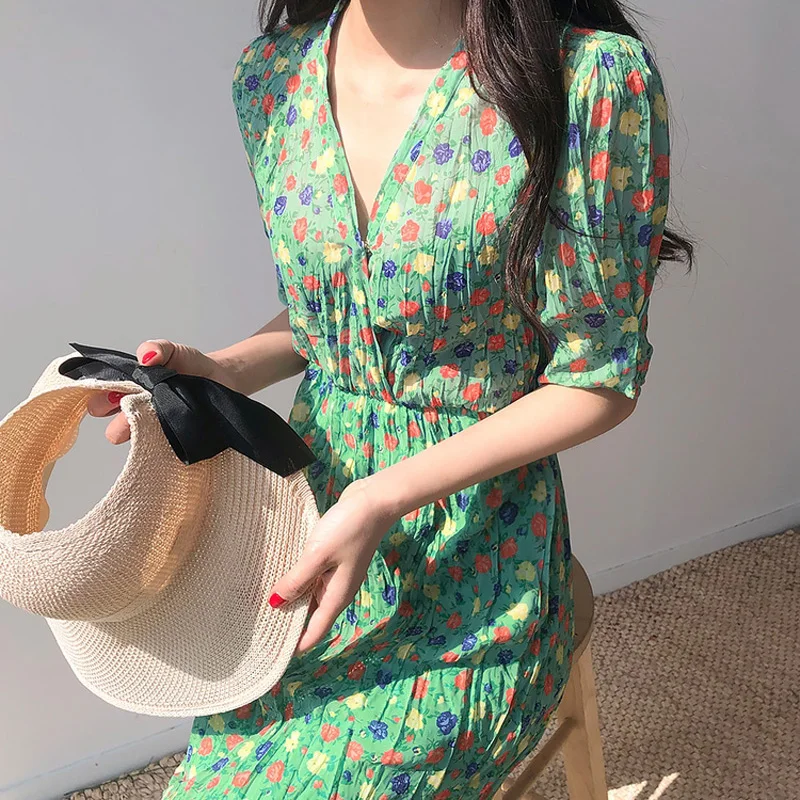 Женское платье с цветочным принтом BGTEEVER длинное Повседневное высокой талией и