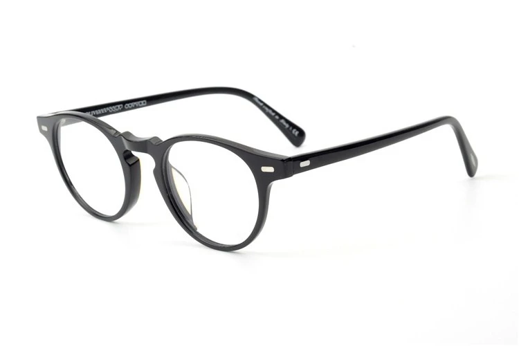 black frame 45mm Новая Винтажная оправа для очков OV5186 Gregory Peck ацетатная круглая оправа для очков для мужчин и женщин чехол - Цвет оправы: black frame 45mm