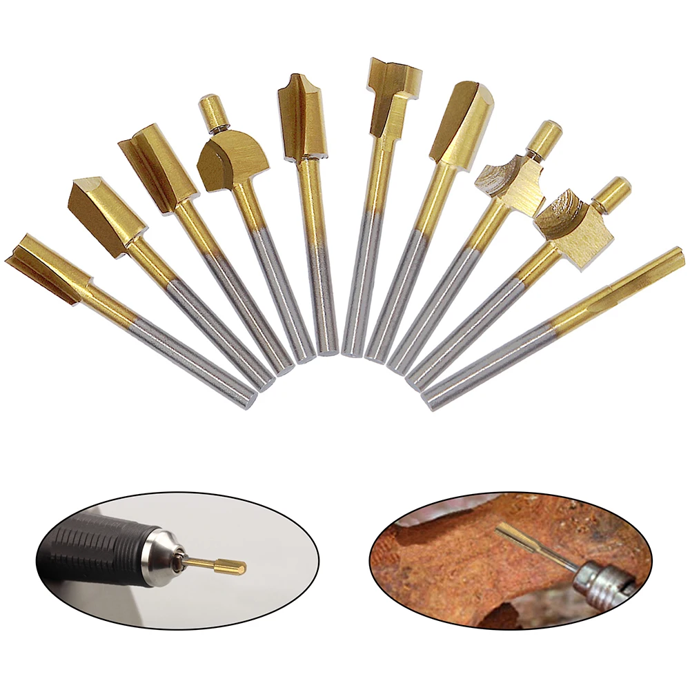 10 шт. 1/8 &quotHSS деревянные фрезы с титановым покрытием мини 3 мм для дерева фрезерный