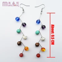 fashion hyperbole branches 7 rainbow precious hoop tassel long chakra earrings for women best selling