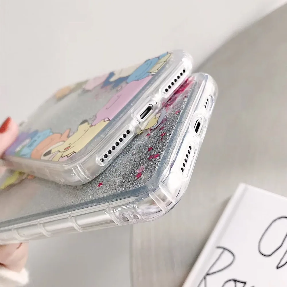 Чехол для iPhone XS MAX XR 6 6s 7 8 Plus с мультипликационным карманом Pokemons Pikachue блестящий