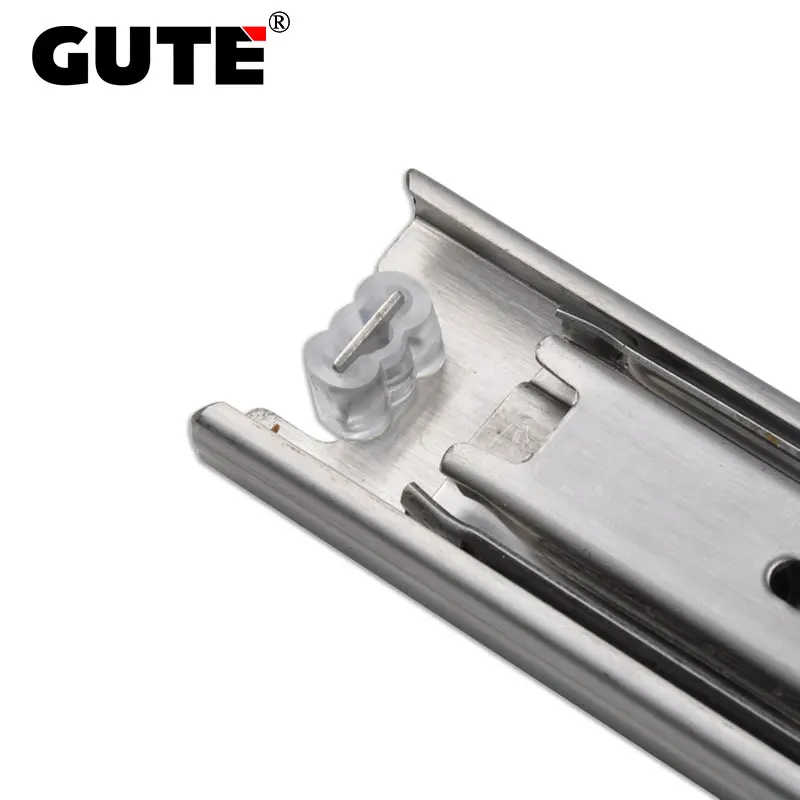 GUTE Stainless Steel Three Section Drawer Slide Furniture Guide Rail Track Wardrobe Kitchen Cupboard Side Mounting | Обустройство