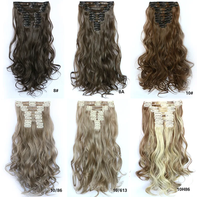 22inch 150g Wavy Clip In Synthetic Hair Extensions Curly Heat Resistant For Party |