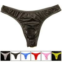 new open mens underwear pouch thong sexy g string underwear translucent ice silk t back elastic hot mens underwear gay jockstrap