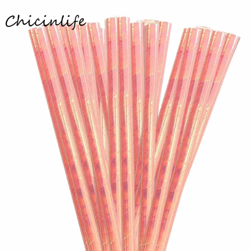 Chicinlife, 25 шт., розовая Золотая соломенная бумажная соломинка для питья, дня рождения, вечеринки