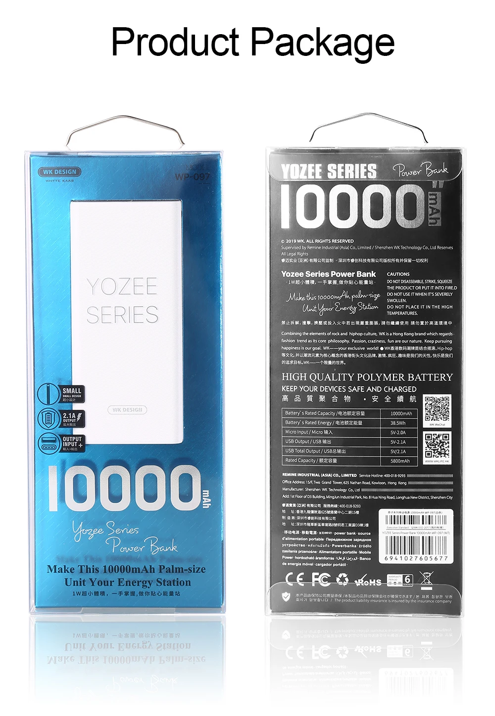 WK mi ni power Bank 10000 мАч Carregador Portatil портативный внешний аккумулятор для iPhone Xiaomi mi внешний аккумулятор