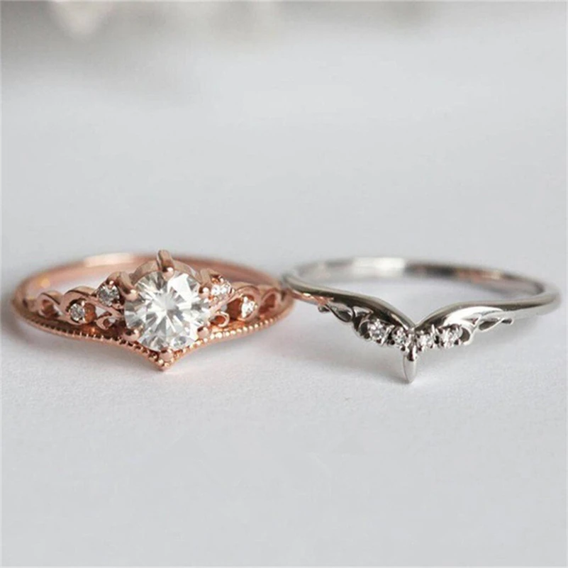 14K Корона из розового золота АЛМАЗНОЕ КОЛЬЦО набор обручальное Anillos Перидот wed