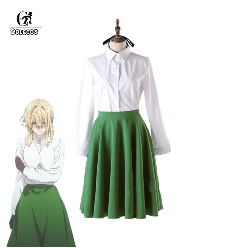 Женский костюм для косплея ROLECOS белая рубашка зеленого цвета в японском стиле