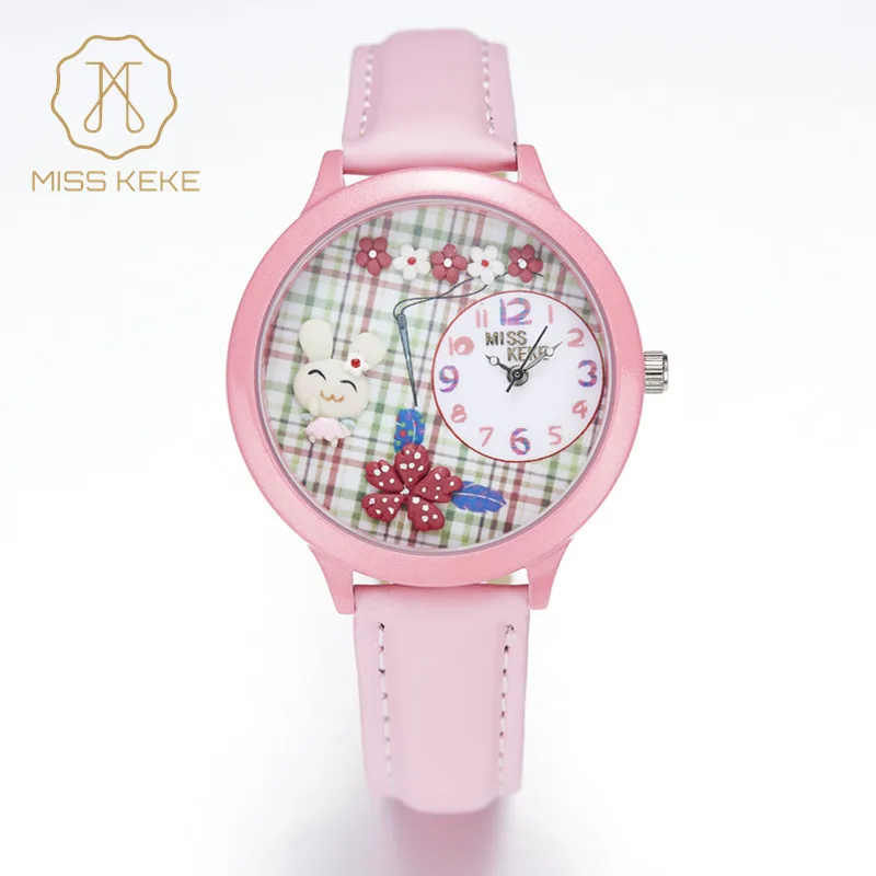 Новинка 2016 MISS KEKE 3D глина милый мультфильм кролик детские часы Relogio Feminino женские