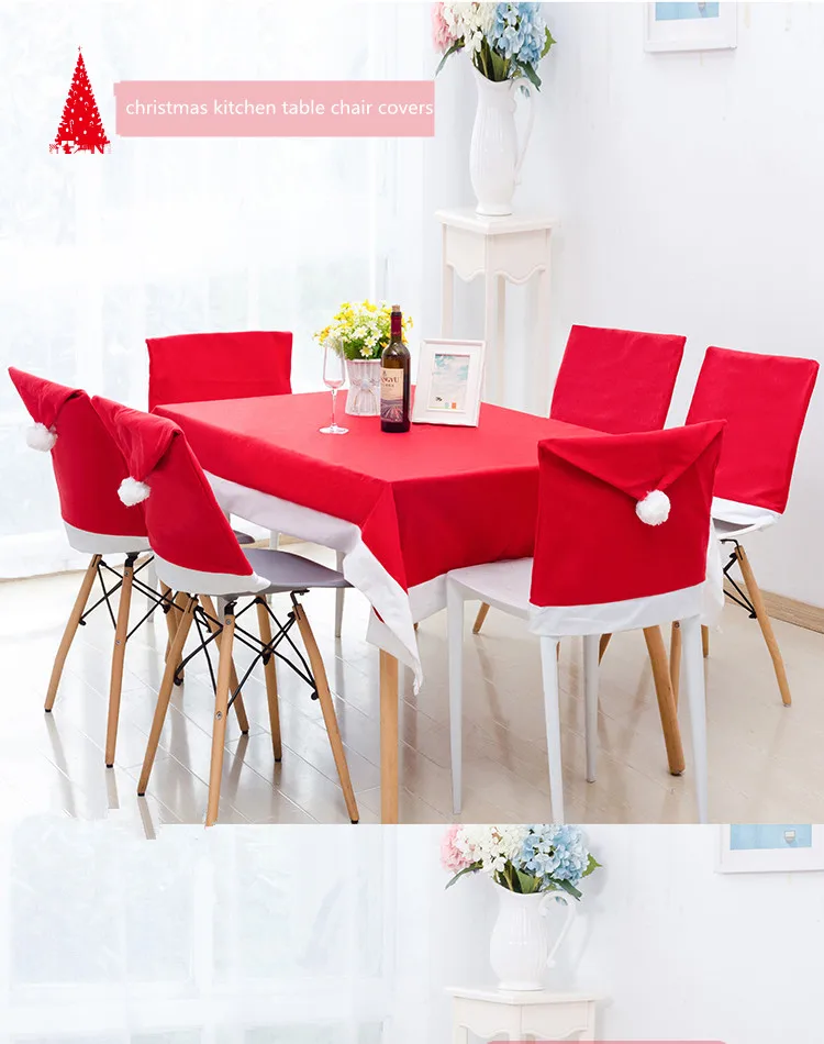 Аксессуары для рождественских кухонных столов чехлов стульев обеденные столы и