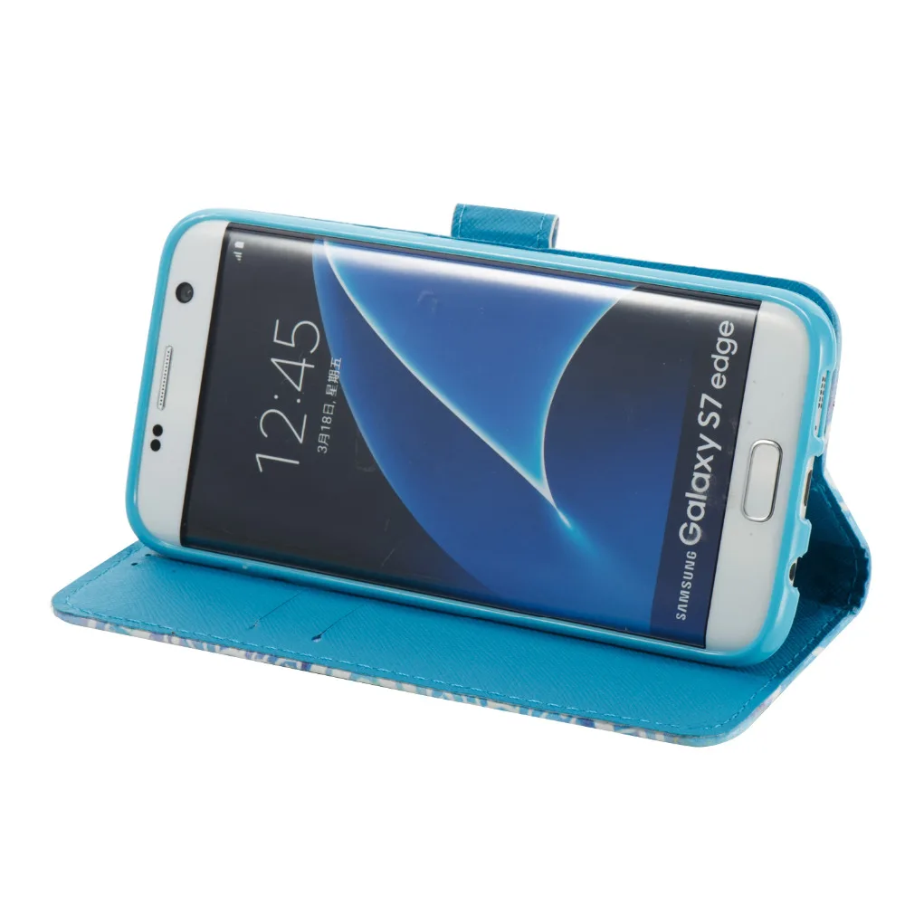Голубая Мандала 3D красочные картины бумажник Flip Стенд кожи чехол для Samsung Galaxy S7 Edge