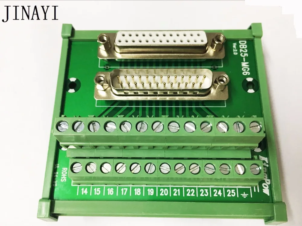 25 контактный DB25 D SUB женский Штекерный сигнал клемма PCB прерывательный модуль