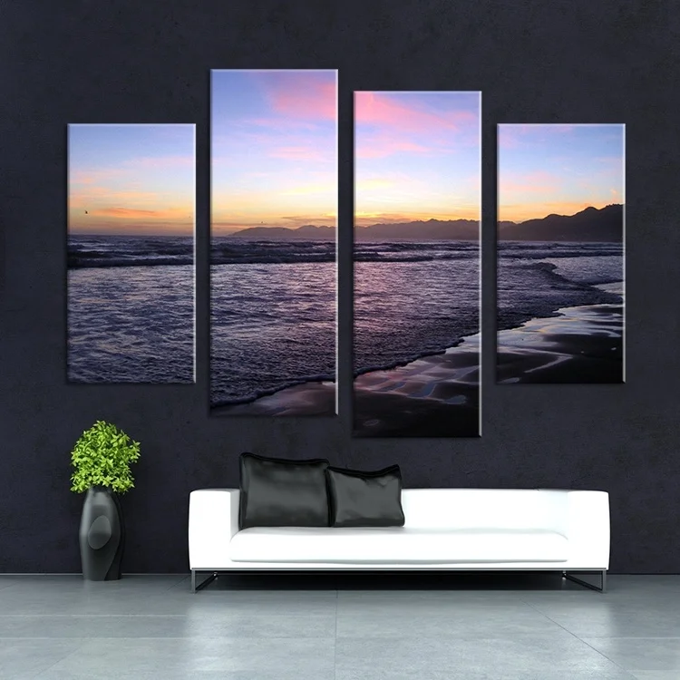 

4 Pcs(No Frame) High Quality Picture Hot Sell Family Decorates Seascape Print Oil Painting On Canvas Wall Art Gift Photo