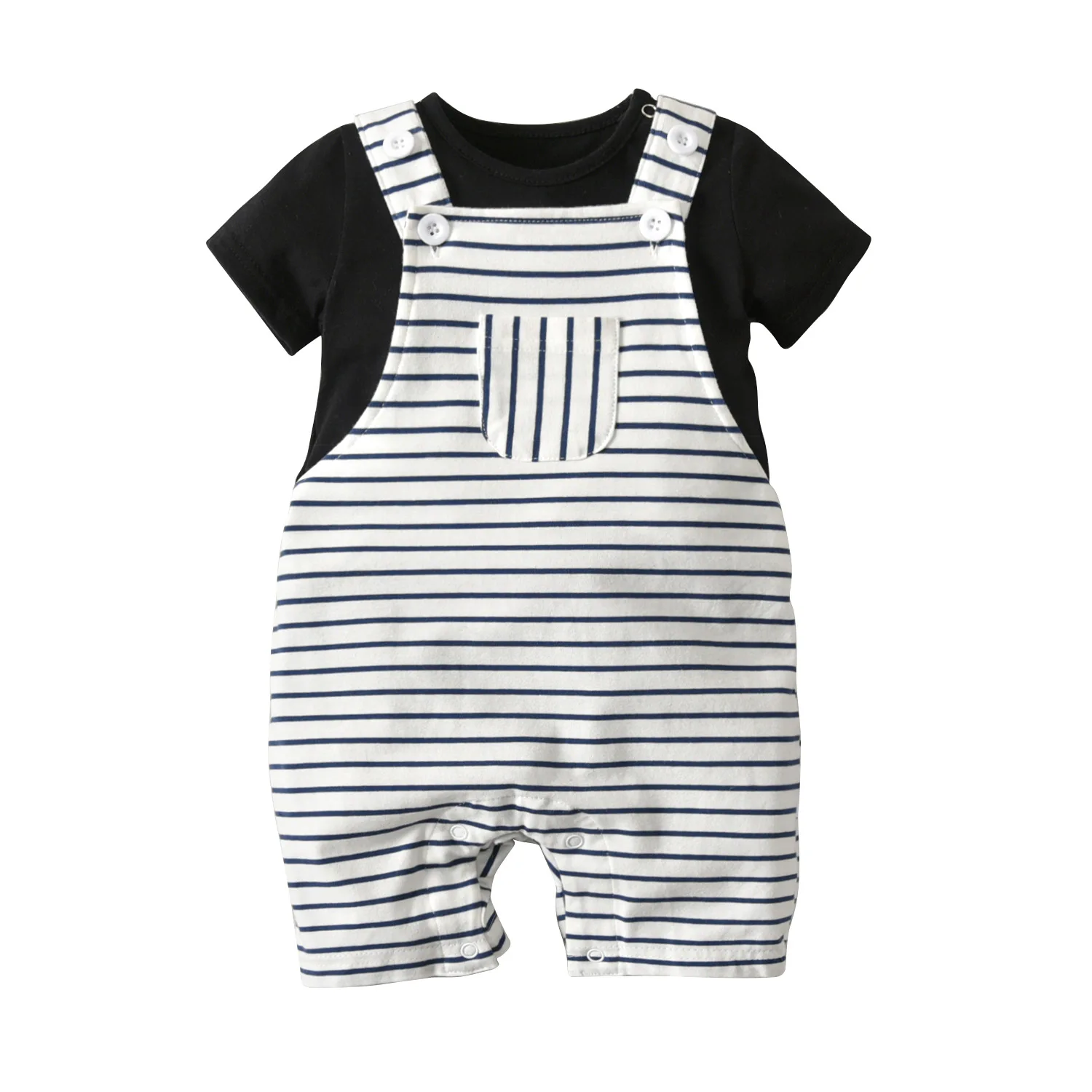 19B052 Children's set European and American boy tie round collar T-shirt striped strap hat gentleman three-piece |