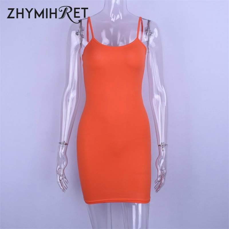ZHYMIHRET 2018 осеннее неоновое мини платье Осеннее женское сексуальное облегающее на