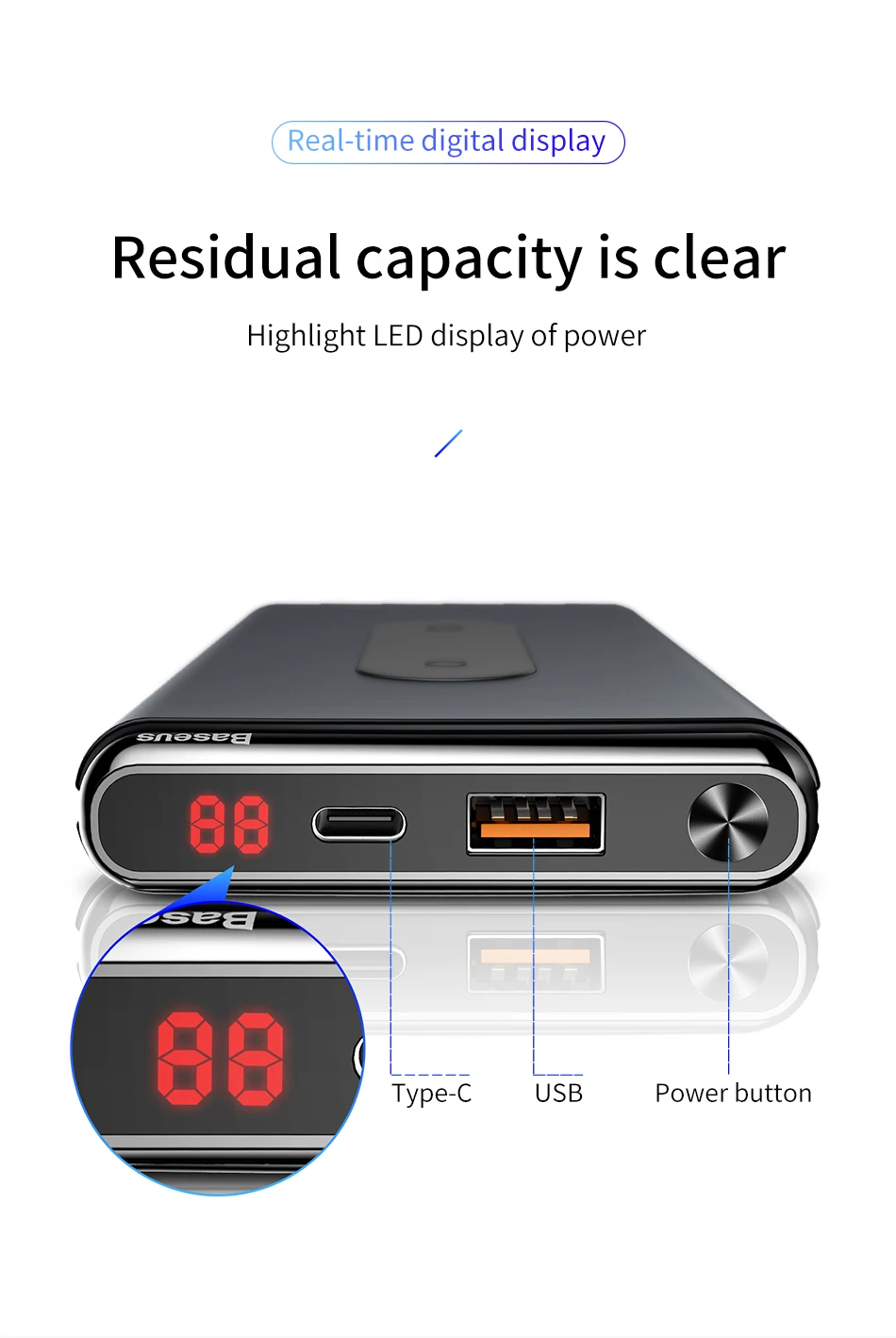 Baseus 10000 mAh power Bank QI Беспроводное зарядное устройство для iPhone samsung huawei PD+ QC3.0 Быстрая зарядка портативный внешний аккумулятор type-C порт