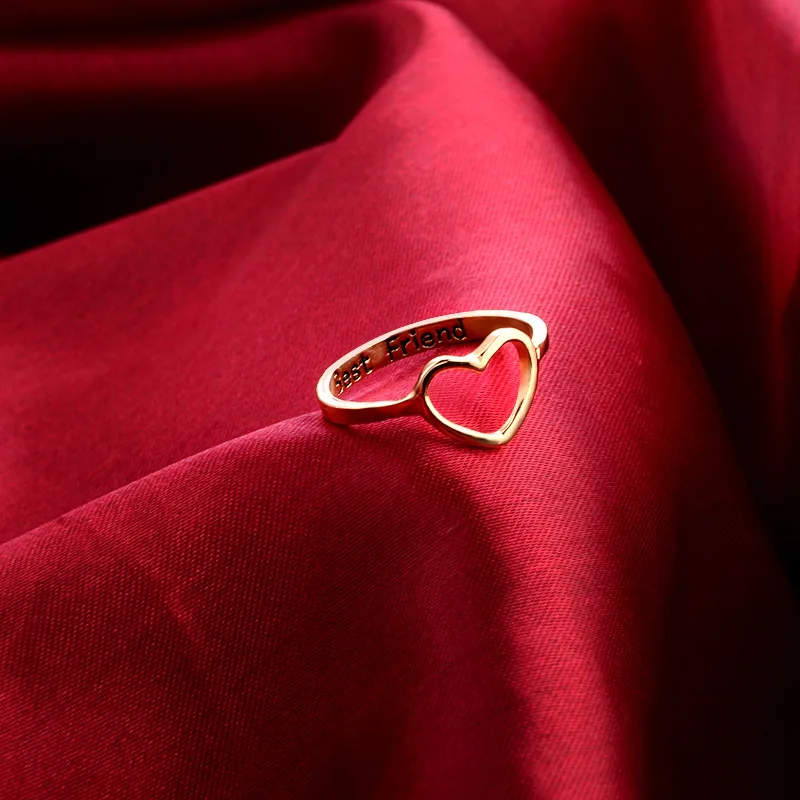 

Wholesale Heart Rings Fine Jewelry Fashion Women Men Rings For Lovers Two Metal Funy Ring Jewellery Accessories Best Friend Ring