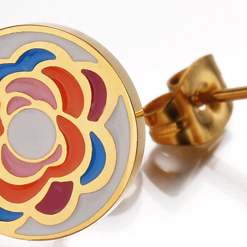 Мода Роза серьги золотые украшения Цвет проложить кристаллы Романтический Эмаль