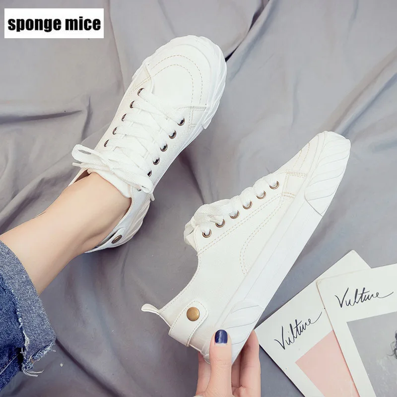 Новинка 2019 удобная повседневная обувь на плоской подошве парусиновая zapatos de mujer