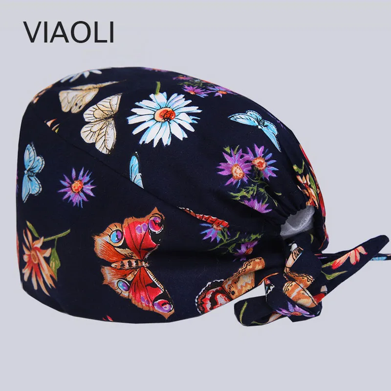 Viaoli новая хирургическая шляпа с принтом, шапки для операционной комнаты, шапка для работы с врачами, хлопковая шляпа для стоматолога - Цвет: photo