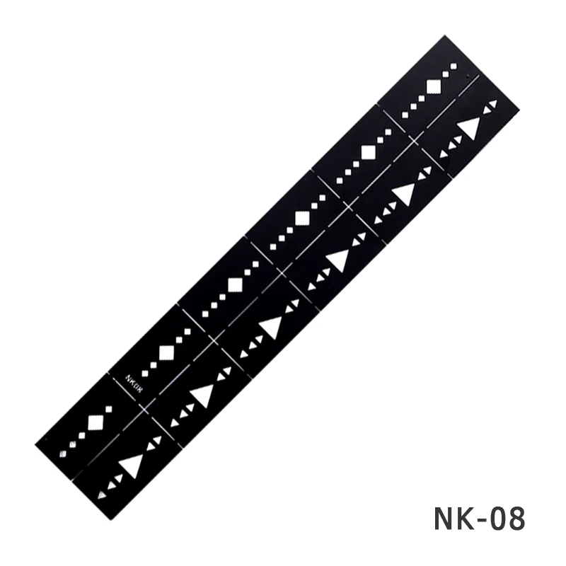 NK08 YZWLE, 1 лист, советы для дизайна ногтей, руководство, полые наклейки, акриловые кристаллы, французские шаблоны для ногтей, 3D трафареты, наклейки, инструмент для укладки - Цвет: NK08