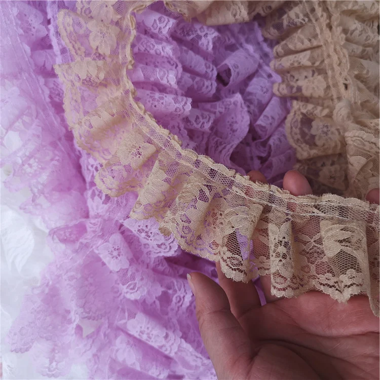 Новая плиссированная 3D гипюровая кружевная ткань с оборками шириной 6 см отделка