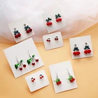 korean fresh sweet cute cartoon cherry bow knot woman girls stud earrings fashion jewelry holiday kqqe
