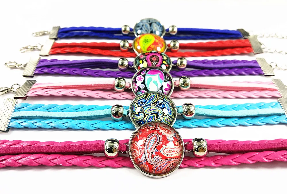 24 шт. красная синяя розовая роза бандала Пейсли цветок кешью стеклянный кабошон