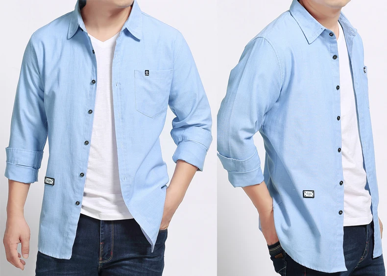 8XL 7XL размера плюс Мужская джинсовая рубашка с длинным рукавом camisa masculina рубашка мужская брендовая Модная Джинсовая рубашка мужская