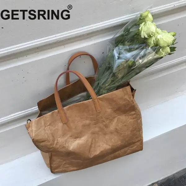 Сумка GETSRING Женская сумка из крафт бумаги большой размер 2018 Корея новый рюкзак