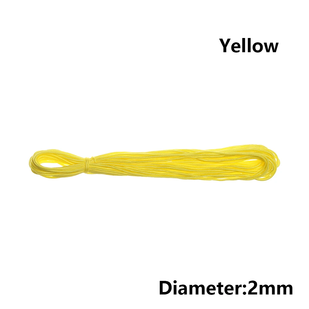 style 1 - yellow 12 Цветов Паракорд 550 веревка 5/10/20 м Длина парашютный шнур верёвки для палатки набор для выживания для Пеший Туризм Кемпинг Диаметр 2 мм - Цвет: style 1 - yellow