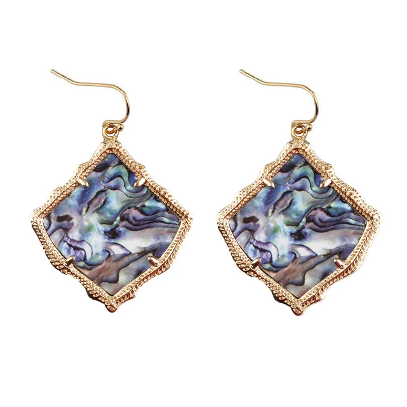 Gold Abalone ZWPON известный бренд Desingner Kyrie в форме Кайта, каменные серьги для женщин, модные серебряные KS Shell серьги, ювелирные изделия - Окраска металла: Gold Abalone