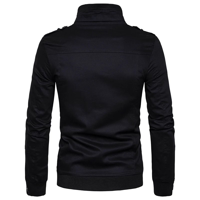 Мужская куртка на молнии Повседневная осенняя с накладкой плечо и кнопками