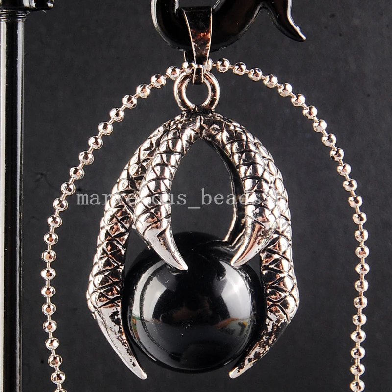 Бесплатная доставка красивый 23x35 мм черный сердолик Дракон талон круглый кулон