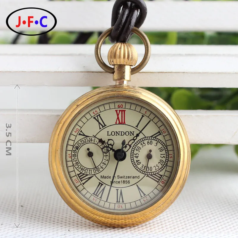 Подлинная 5 pin 24 часов действительно желтой меди часы моде ретро механические