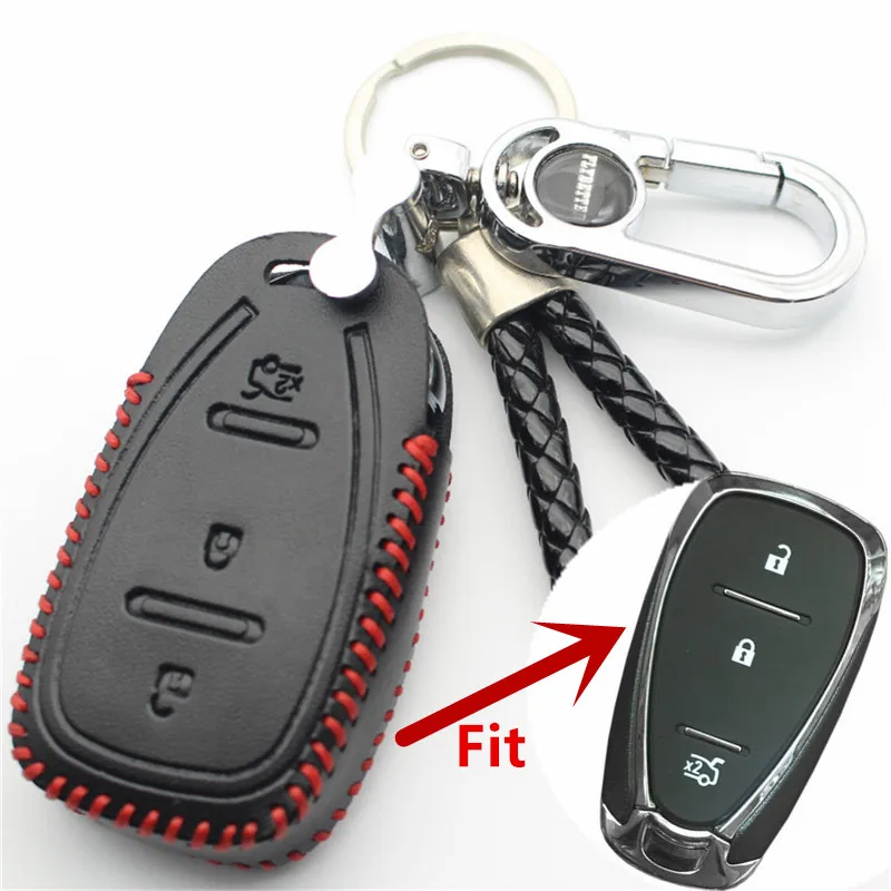 FLYBETTER из натуральной кожи 3 кнопки без ключа корпус умного ключа Крышка для Chevrolet Cruze/Malibu xl/Equinox стайлинга автомобилей(B) L1655