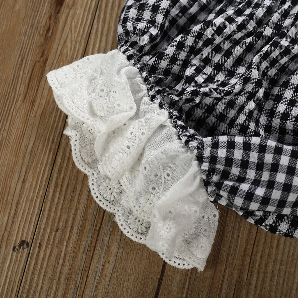 Летняя одежда для новорожденных девочек кружевной топ с открытыми плечами и