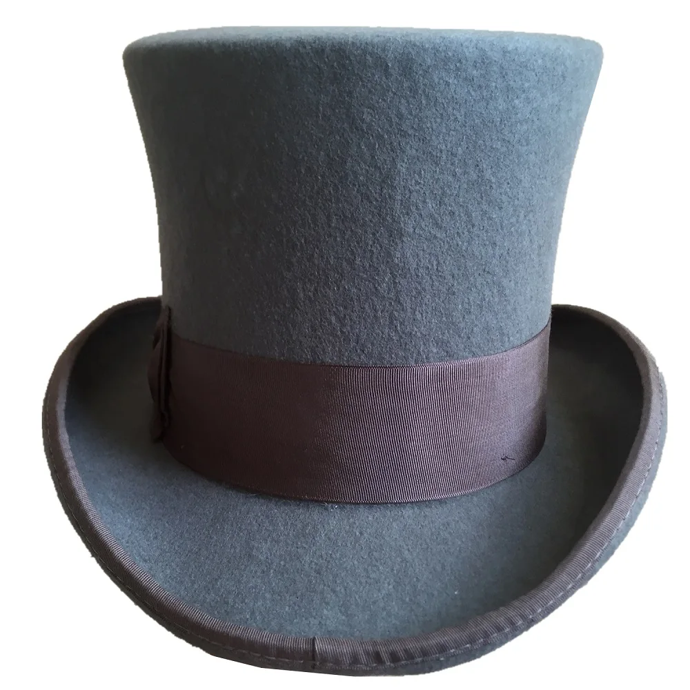 Серый 18,0 см " Mad Hatter топ шляпа Викторианский шерстяной войлок стимпанк костюм топ шляпа-цилиндр Волшебная шляпа для женщин