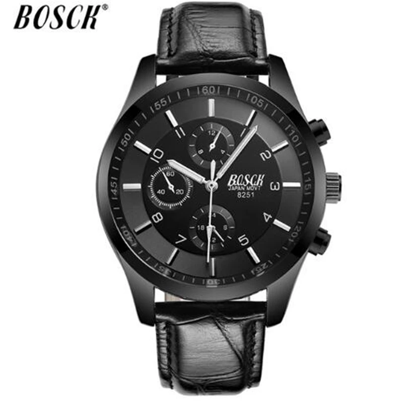 

Relogio Masculino BOSCK Business Watch Men Watch Classic Stainless Steel Black Wristwatch Fashion Vintage Clock reloj hombre