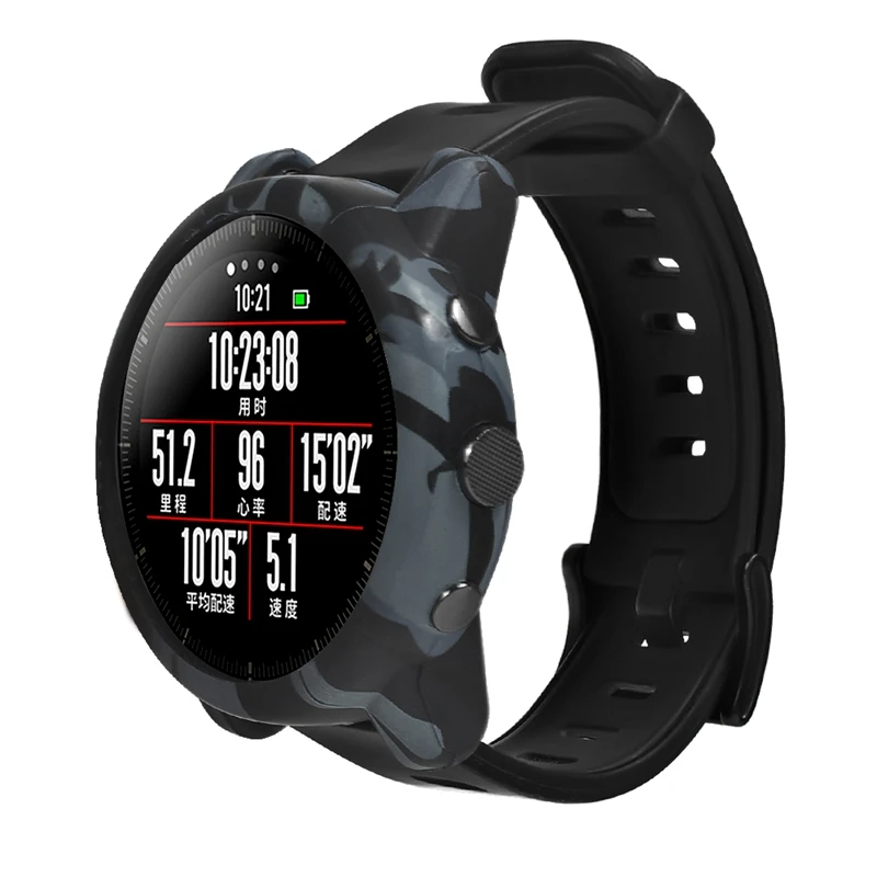 YUEDAER мягкий камуфляжный чехол для Xiaomi Amazfit Stratos 2 Чехол Защита ударопрочный чехол Мягкий Силиконовый ТПУ Amy зеленый серый синий