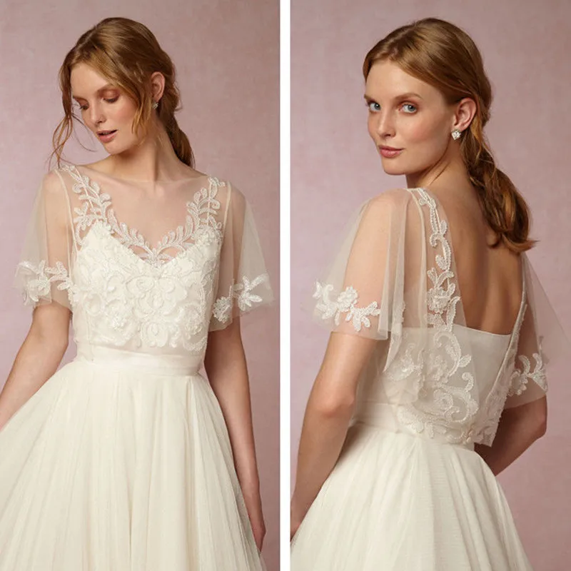 Новинка пикантные Свадебные Куртки с V-образным вырезом цвет слоновой кости