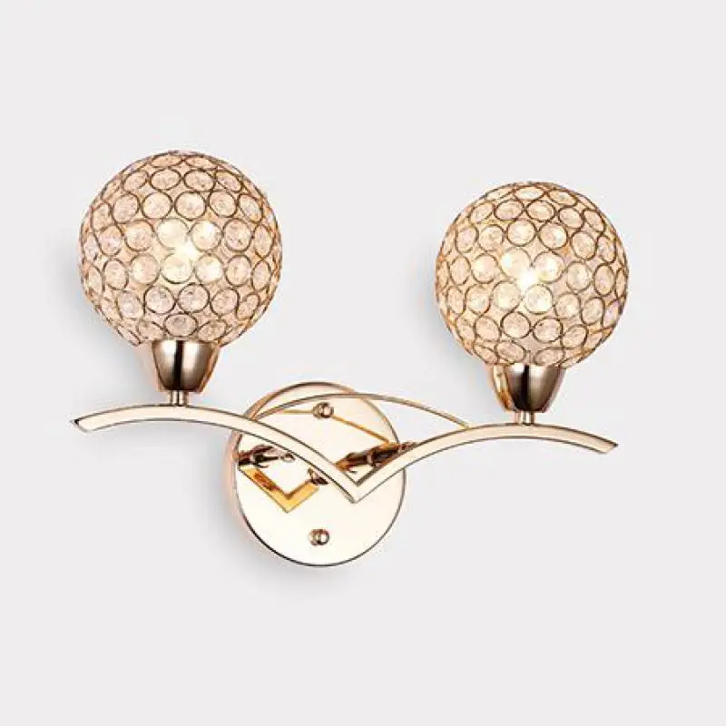 Современная хрустальная настенная лампа K9 с двумя абажурами серебристо